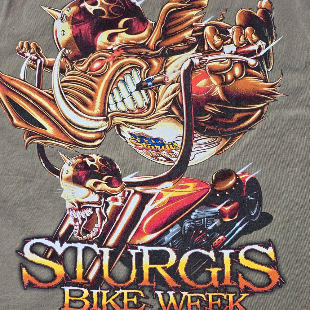 Live To Ride 2007 Sturgis Bike Week Sleeveless Biker Shirt Mens XL Tan Logo